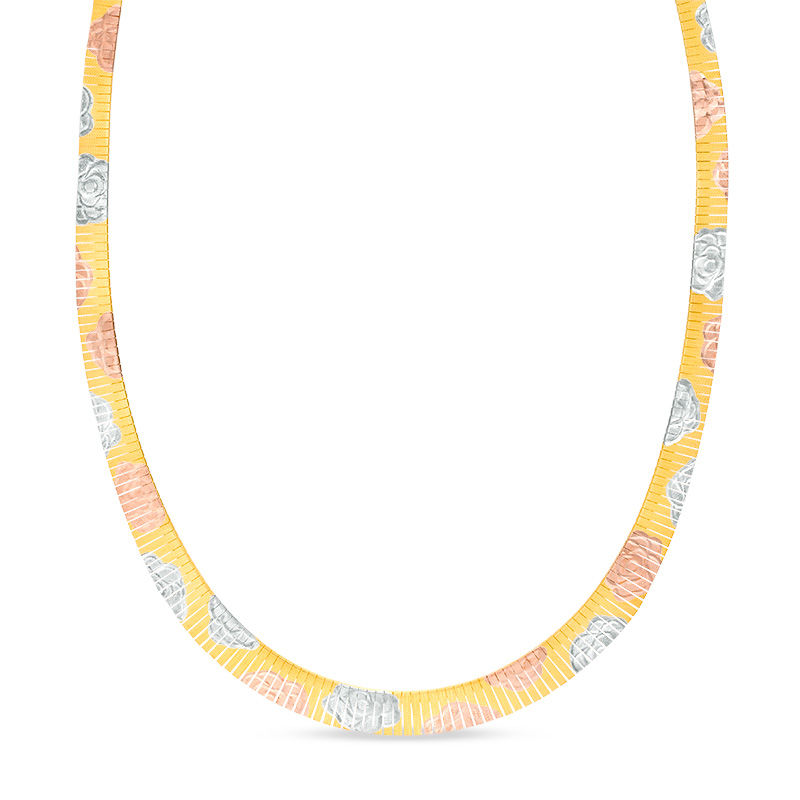 Main Image 1 of Made in Italy 11.0mm Rose Omega Chain Necklace in Sterling Silver with 14K Two-Tone Gold Plate - 17"