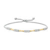 Thumbnail Image 1 of 1/4 CT. T.W. Diamond Three Stone Alternating Concave Link Bolo Bracelet in 10K Two-Tone Gold - 9.9"