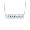 Thumbnail Image 1 of Vera Wang Love Collection Princess-Cut Blue Sapphire and 1/4 CT. T.W. Diamond Bar Necklace in 14K White Gold - 19"