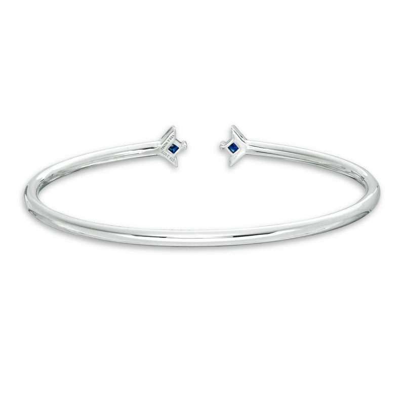 Vera Wang Love Collection Princess-Cut Blue Sapphire and Diamond Accent Flex Bangle in Sterling Silver - 7.5"