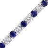 Thumbnail Image 0 of 4.0mm Lab-Created Blue and White Sapphire Alternating Tennis Bracelet in Sterling Silver - 7.25"