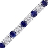 Thumbnail Image 1 of 4.0mm Lab-Created Blue and White Sapphire Alternating Tennis Bracelet in Sterling Silver - 7.25"