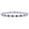 Thumbnail Image 1 of 4.0mm Lab-Created Blue and White Sapphire Alternating Tennis Bracelet in Sterling Silver - 7.25"