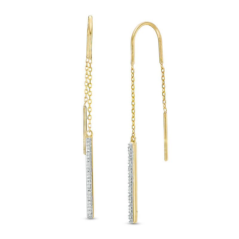 Diamond Accent Threader Earrings in 10K Gold