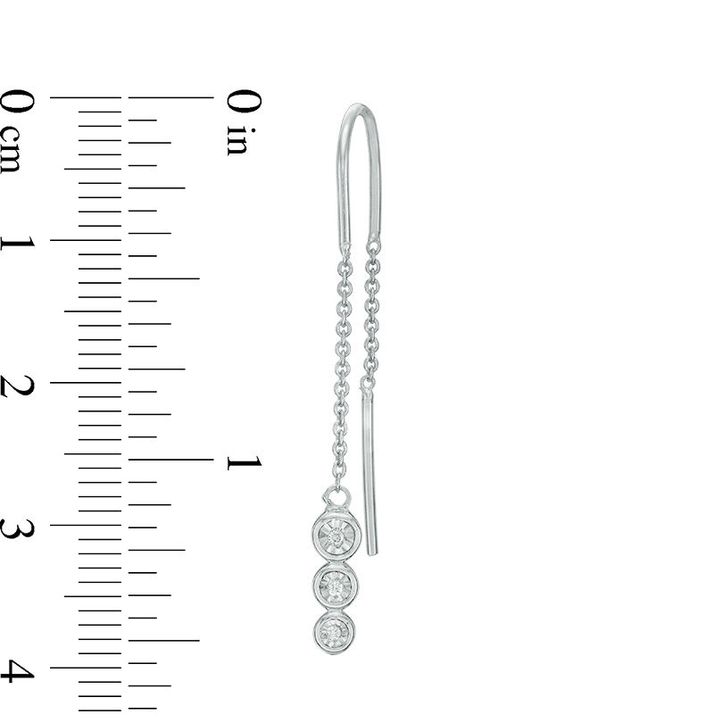 Diamond Accent Three Stone Threader Earrings in Sterling Silver