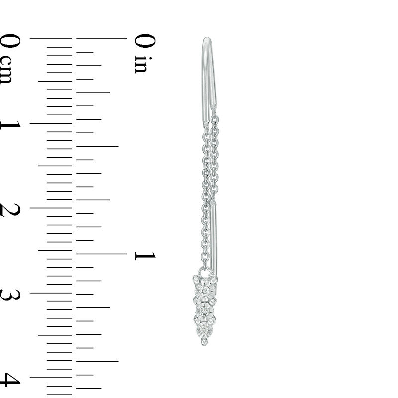 Main Image 2 of Diamond Accent Three Stone Threader Earrings in Sterling Silver