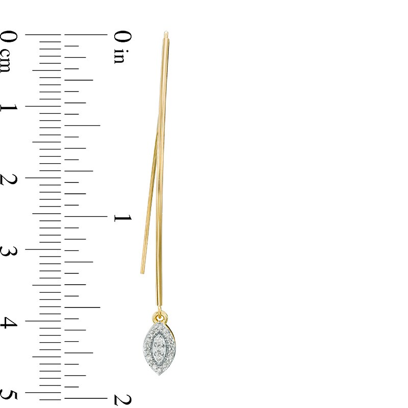 Main Image 2 of 1/10 CT. T.W. Diamond Marquise Threader Earrings in 10K Gold