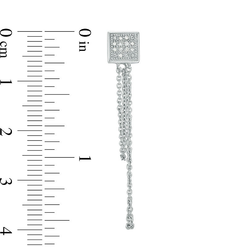 Main Image 2 of Diamond Accent Square Front/Back Earrings in Sterling Silver