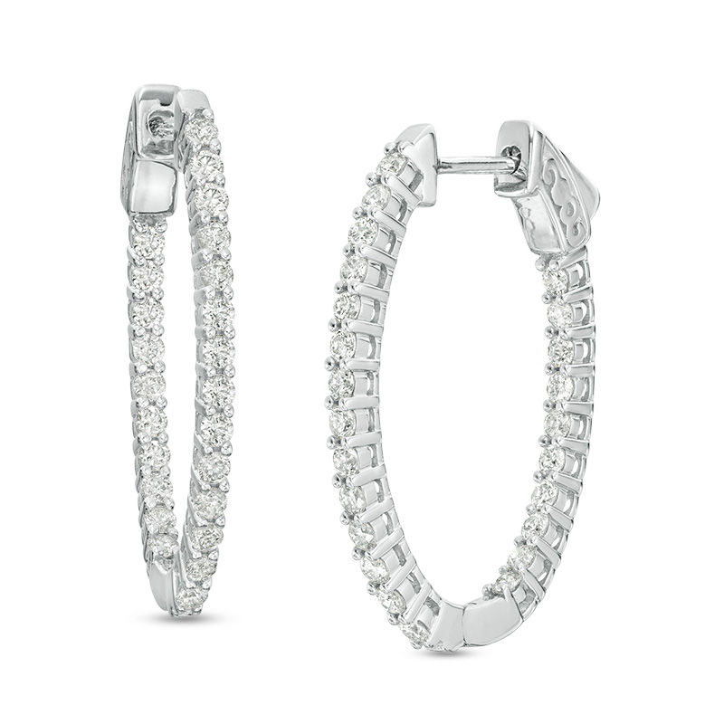 1 CT. T.W. Diamond Inside-Out Hoop Earrings in 14K White Gold