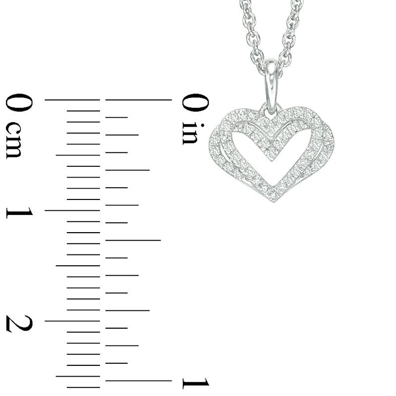 Main Image 3 of The Kindred Heart from Vera Wang Love Collection 1/10 CT. T.W. Diamond Mini Pendant in Sterling Silver - 19"