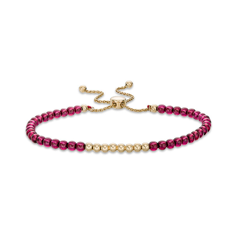 Main Image 1 of Rhodolite Garnet Bead Bolo Bracelet in 10K Gold - 9.0"