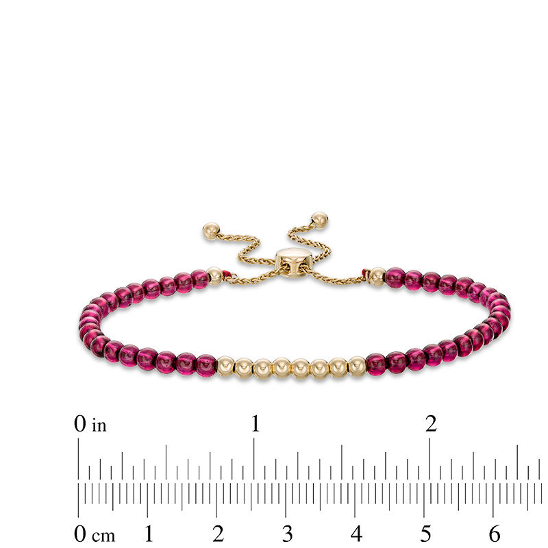 Main Image 2 of Rhodolite Garnet Bead Bolo Bracelet in 10K Gold - 9.0"