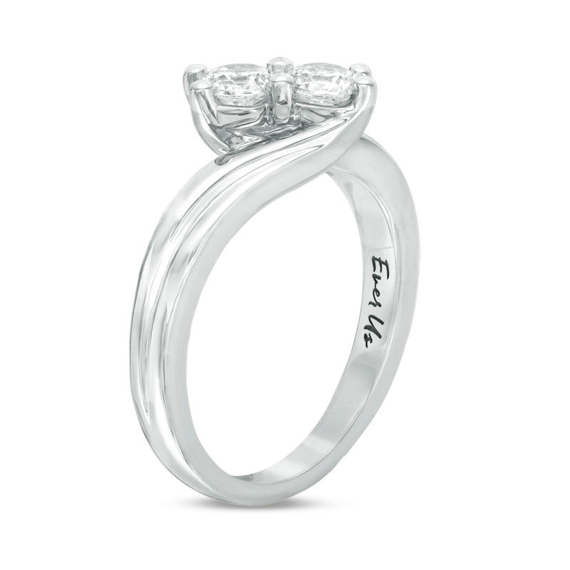 Ever Us® 5/8 CT. T.W. Two-Stone Diamond Bypass Ring in 14K White Gold