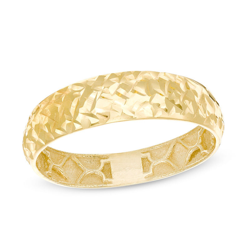 Main Image 1 of Made in Italy Diamond-Cut Band in 14K Gold - Size 7