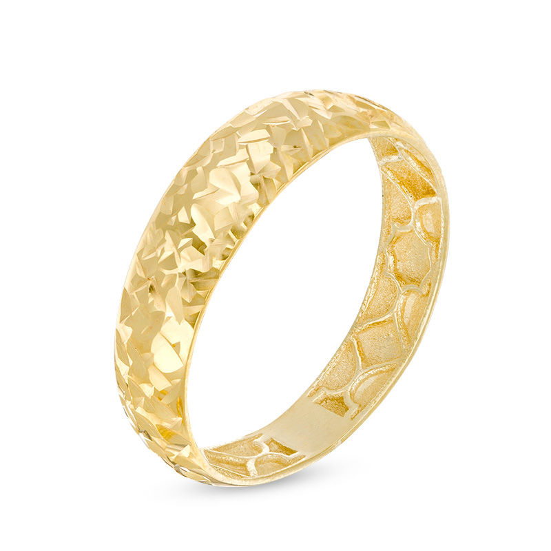 Main Image 2 of Made in Italy Diamond-Cut Band in 14K Gold - Size 7