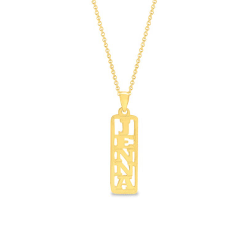 Vertical Bar Cutout Name Pendant in 10K Gold (3-8 Characters)