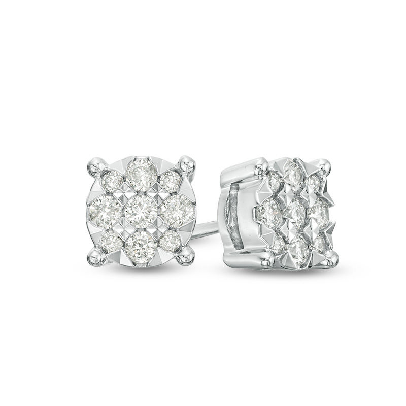 Main Image 1 of 1/4 CT. T.W. Composite Diamond Stud Earrings in 10K White Gold