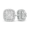 Thumbnail Image 0 of 7/8 CT. T.W. Cushion Multi-Diamond Frame Stud Earrings in 14K White Gold