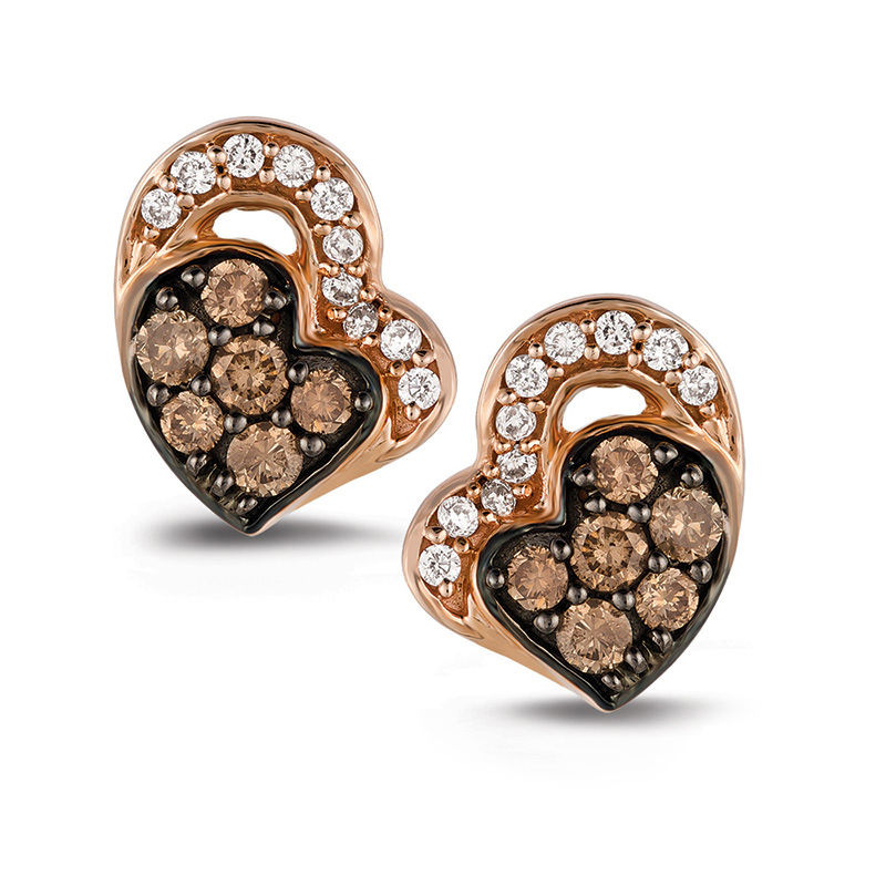 Le Vian Chocolate Diamonds 1 4 Ct T W Diamond Double Heart Stud Earrings In 14k Strawberry Gold Zales Outlet Le Vian Chocolate Diamonds 1 4 Ct T W Diamond Double Heart Stud Earrings In 14k Strawberry Gold Zales Outlet