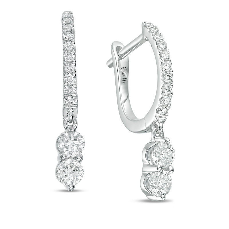 Ever Us® 1/2 CT. T.W. Two-Stone Diamond Drop Earrings in 14K White Gold