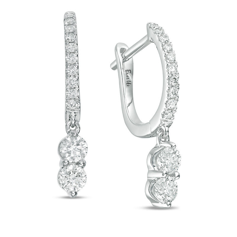 Main Image 1 of Ever Us® 1/2 CT. T.W. Two-Stone Diamond Drop Earrings in 14K White Gold