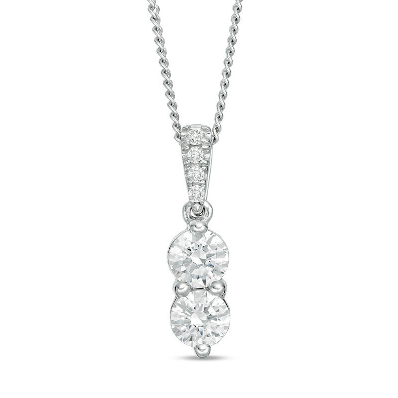 Main Image 1 of Ever Us® 1/2 CT. T.W. Two-Stone Diamond Pendant in 14K White Gold - 19"