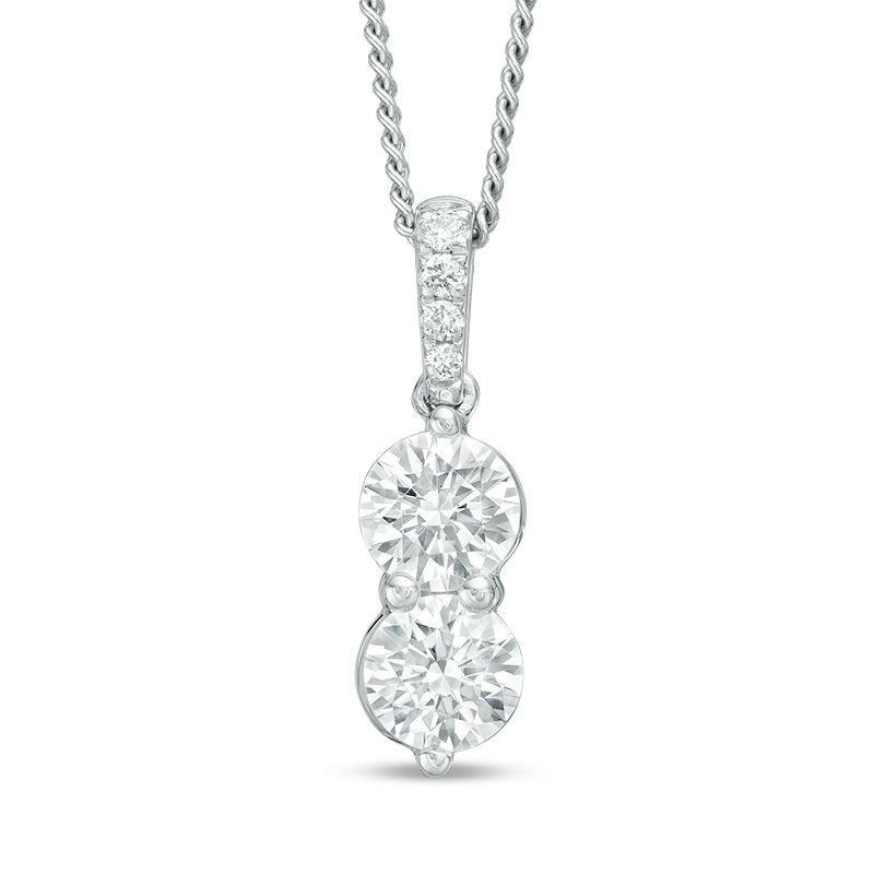 Ever Us® 1 CT. T.W. Two-Stone Diamond Pendant in 14K White Gold - 19"