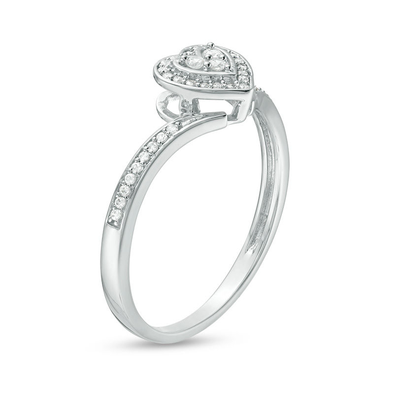 Main Image 2 of 1/6 CT. T.W. Composite Diamond Heart-Shaped Frame Promise Ring in 10K White Gold