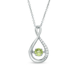 4.5mm Peridot and Lab-Created White Sapphire Infinity Pendant in Sterling Silver