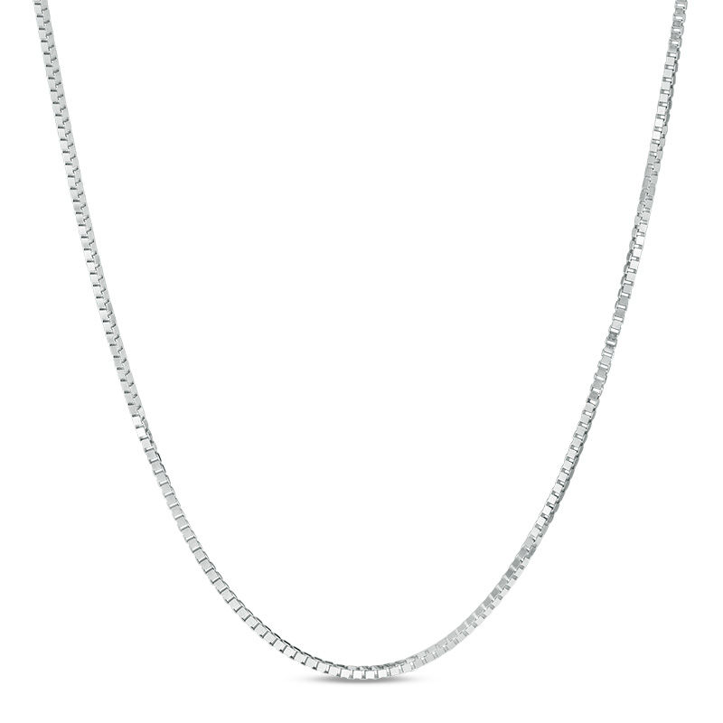 050 Gauge Box Chain Necklace in 14K White Gold - 18"