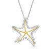 Thumbnail Image 0 of Lab-Created White Sapphire Starfish Vintage-Style Pendant in Sterling Silver and 14K Gold Plate