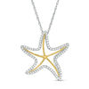 Thumbnail Image 1 of Lab-Created White Sapphire Starfish Vintage-Style Pendant in Sterling Silver and 14K Gold Plate
