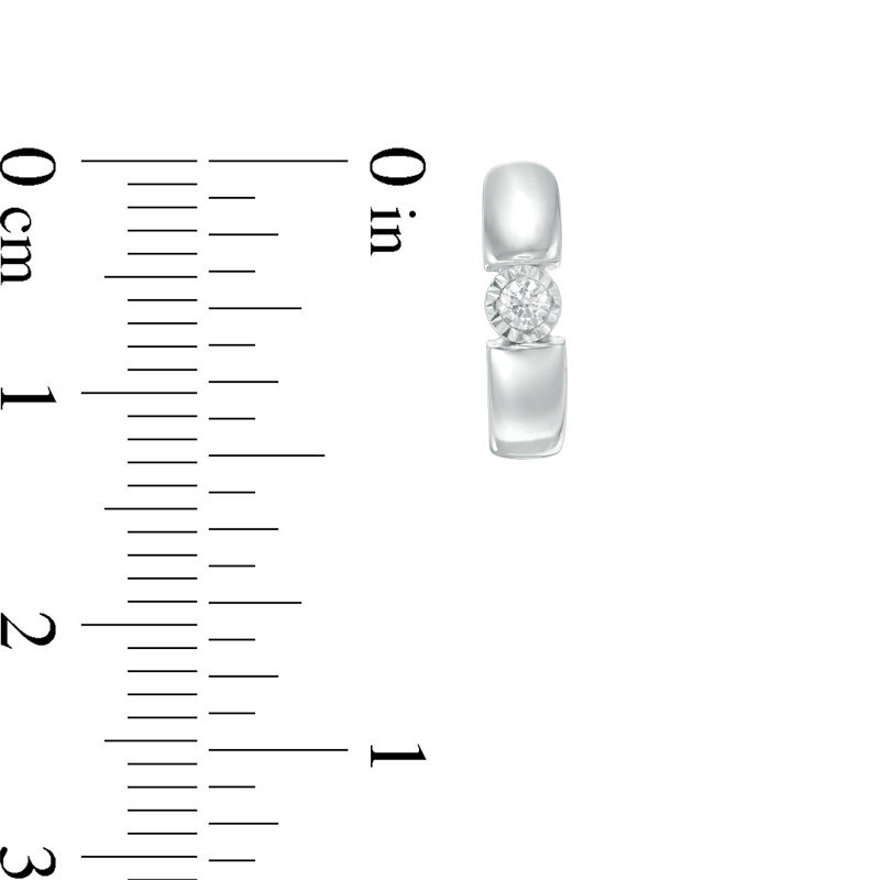 Main Image 2 of 1/10 CT. T.W. Diamond Solitaire Huggie Hoop Earrings in Sterling Silver