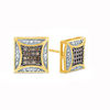 Men's 1/5 CT. T.W. Champagne and White Composite Diamond Cushion Stud Earrings in 10K Gold with Black Rhodium