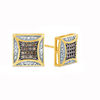 Men's 1/5 CT. T.W. Champagne and White Composite Diamond Cushion Stud Earrings in 10K Gold with Black Rhodium