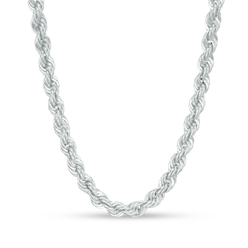 Main Image 1 of 025 Gauge Rope Chain Necklace in 14K White Gold - 22&quot;