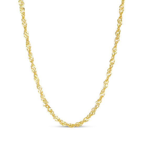 030 Gauge DiamondCut Singapore Chain Necklace in 14K Gold 20