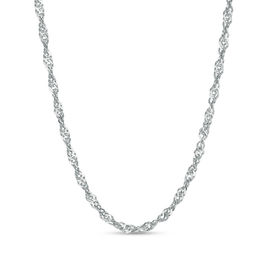 030 Gauge Diamond-Cut Singapore Chain Necklace in 14K White Gold - 20&quot;
