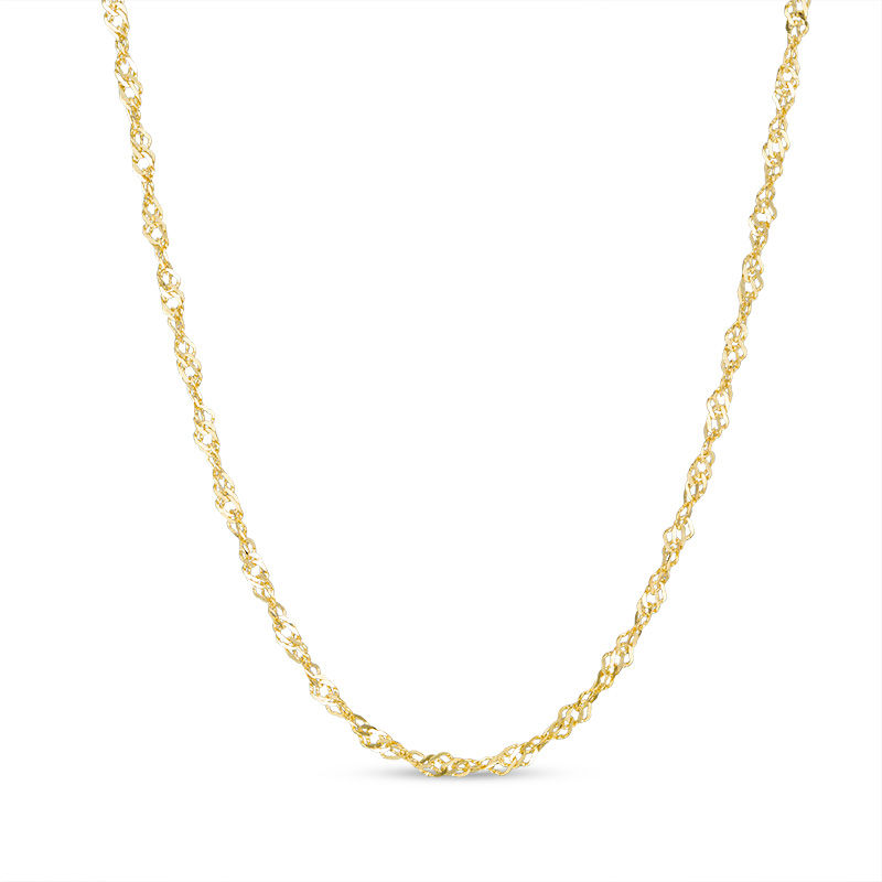 Main Image 1 of 025 Gauge Diamond-Cut Singapore Chain Necklace in 14K Gold - 18"