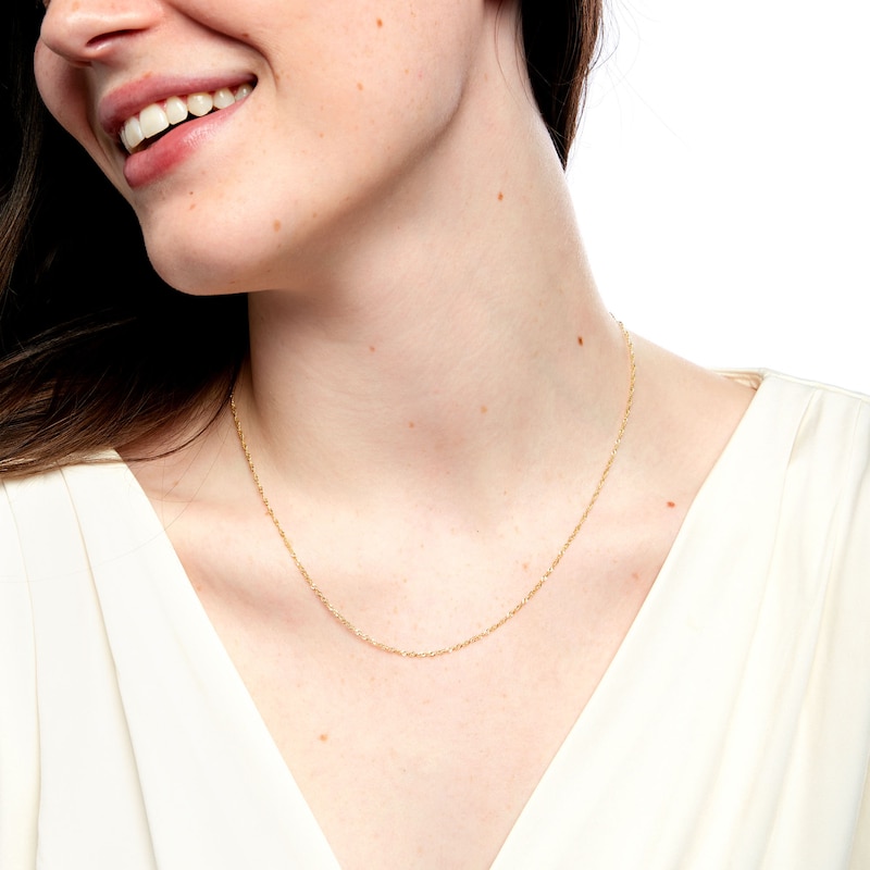 Main Image 2 of 025 Gauge Diamond-Cut Singapore Chain Necklace in 14K Gold - 18"