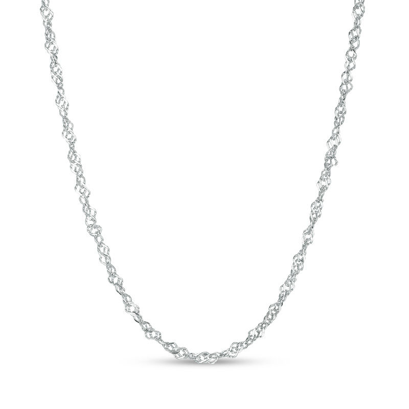 025 Gauge Singapore Chain Necklace in 14K White Gold - 18"