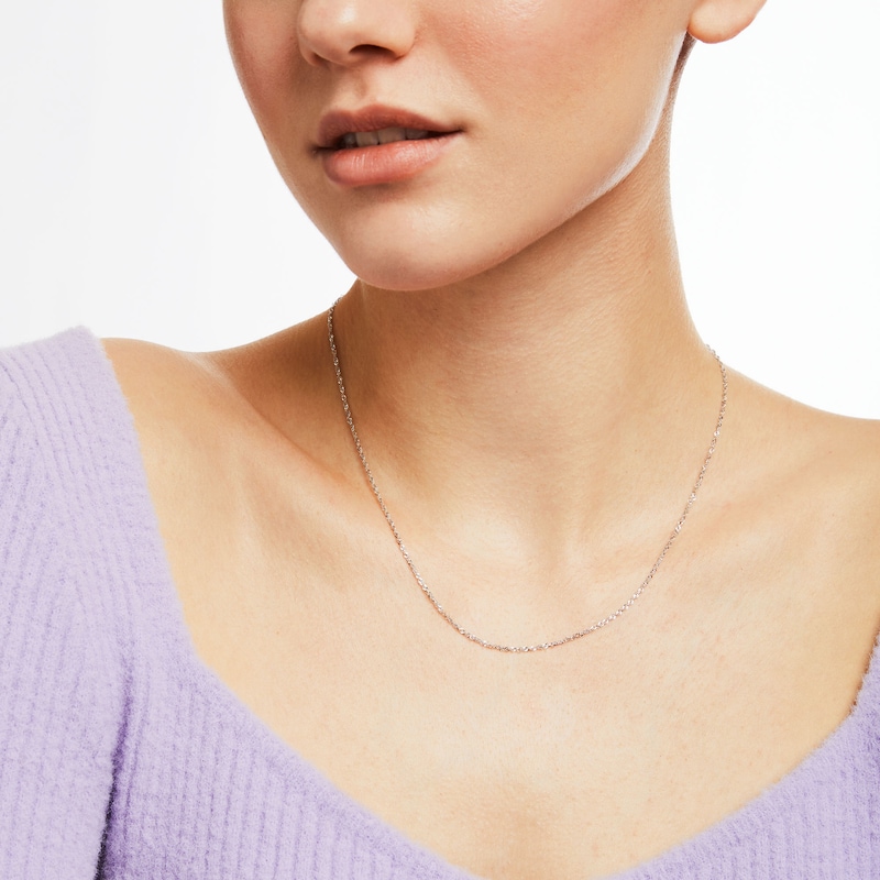 Main Image 2 of 025 Gauge Singapore Chain Necklace in 14K White Gold - 18"