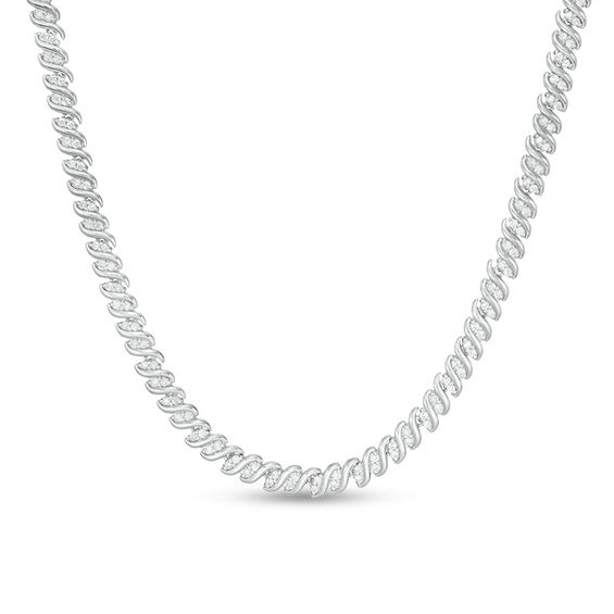 18" Length Sterling Silver Tennis Necklace 