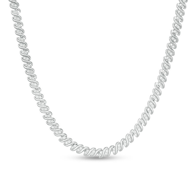 2 CT. T.W. Diamond Tennis Necklace in Sterling Silver - 17"