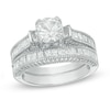 Thumbnail Image 0 of 7.0mm Lab-Created White Sapphire Bridal Set in Sterling Silver