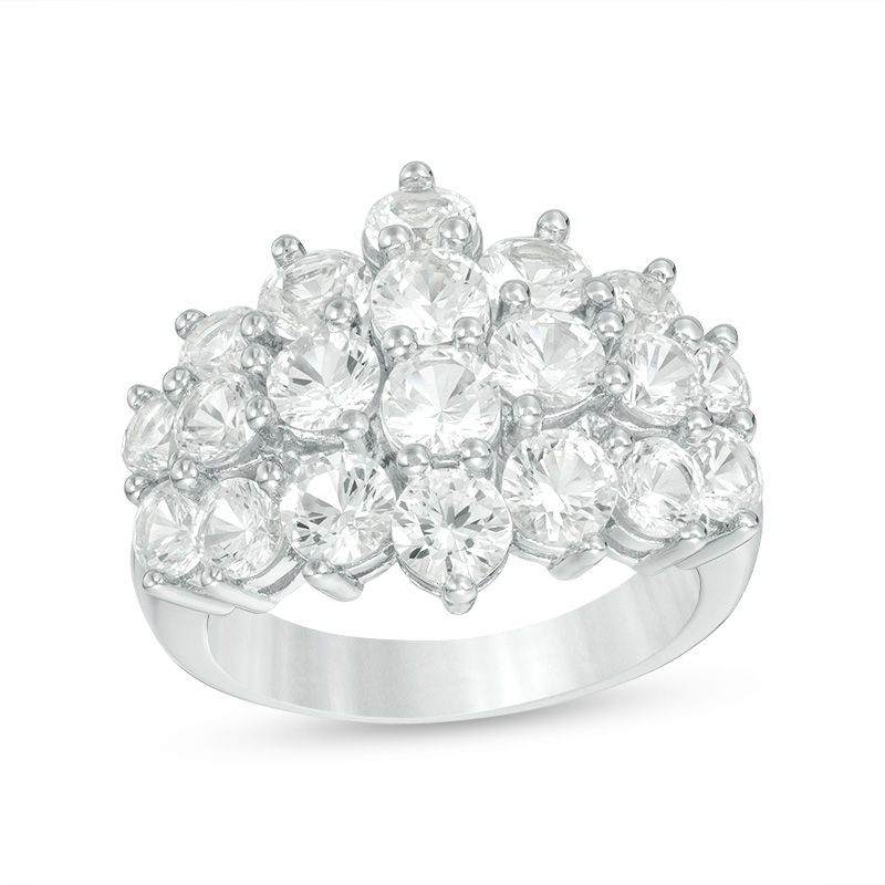 Lab-Created White Sapphire Multi-Row Layered Ring in Sterling Silver
