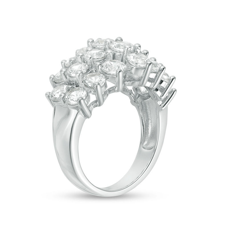 Lab-Created White Sapphire Multi-Row Layered Ring in Sterling Silver