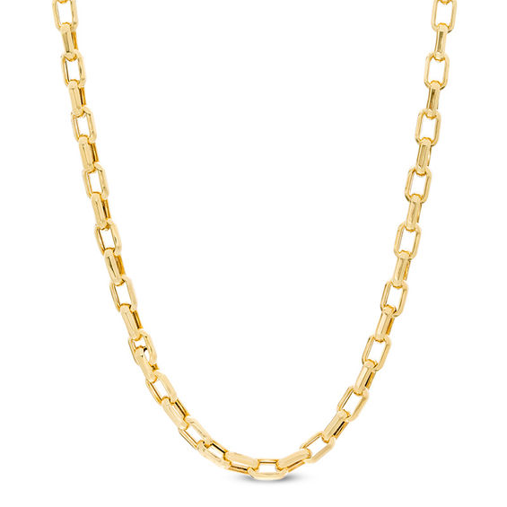 14K Gold Small Square Oval Link Chain Necklace