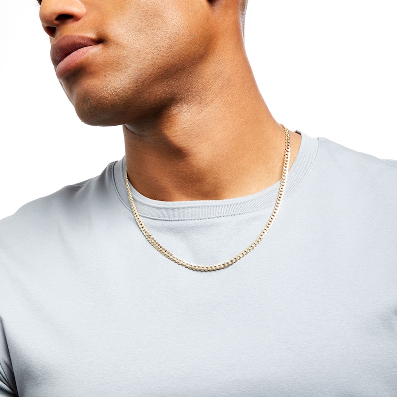 Main Image 2 of Made in Italy Men's 4.7mm Diamond-Cut Curb Chain Necklace in 14K Gold - 22"
