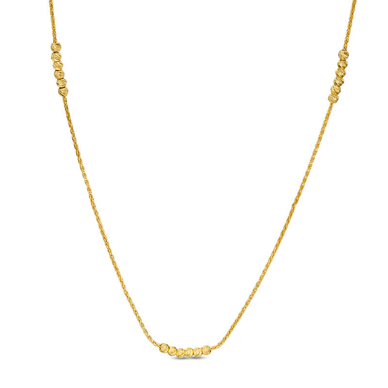 Main Image 1 of Made in Italy Diamond-Cut Sliding Bead Necklace in 14K Gold - 22"
